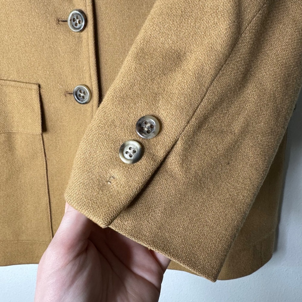 Vintage 100% Wool Safari Blazer Women's 6 Camel Tan‎ Utility Jacket Made in USA - Picture 4 of 9